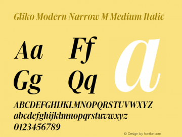 GlikoModernNarrowM-MediumItalic Version 2.001图片样张