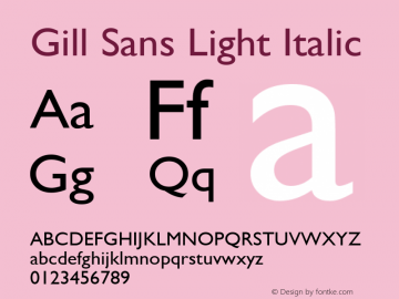 Gill Sans Light Italic 16.0d1e1图片样张