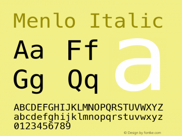 Menlo Italic 图片样张