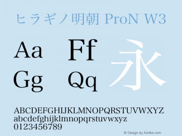 ヒラギノ明朝 ProN W3 17.0d1e2图片样张