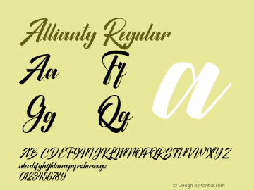 Allianty Version 1.00;October 10, 2021;FontCreator 13.0.0.2641 64-bit图片样张