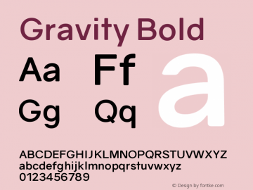 Gravity Bold Version 1.000;PS 002.000;hotconv 1.0.70;makeotf.lib2.5.58329图片样张