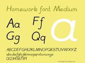 Homework font Medium Version 1.00 January 6, 2020, initial release图片样张