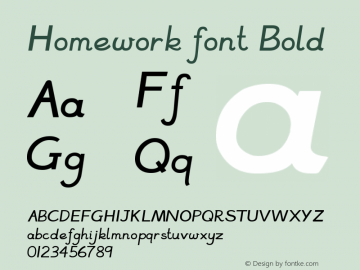 Homework font Bold Version 1.00 January 6, 2020, initial release图片样张
