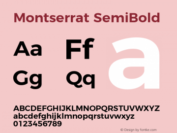 Montserrat SemiBold Version 4.000;PS 004.000;hotconv 1.0.88;makeotf.lib2.5.64775图片样张