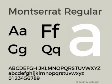 Montserrat Regular Version 4.000;PS 004.000;hotconv 1.0.88;makeotf.lib2.5.64775图片样张