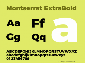Montserrat ExtraBold Version 4.000;PS 004.000;hotconv 1.0.88;makeotf.lib2.5.64775图片样张