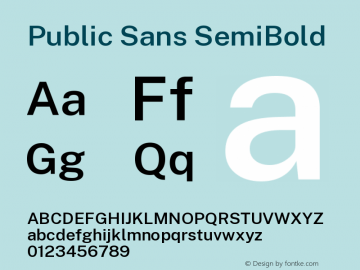 Public Sans SemiBold Version 1.007图片样张