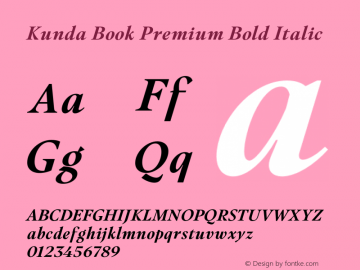 Kunda Book Premium Bold Italic Version 1.001;PS 001.001;hotconv 1.0.88;makeotf.lib2.5.64775图片样张