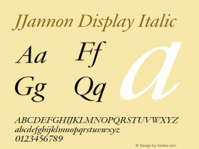 JJannon Display Italic Version 1.002; build 0004图片样张