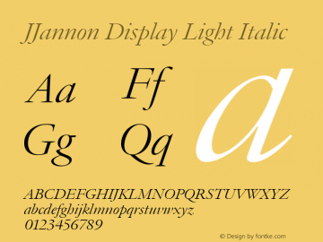 JJannon Display Light Italic Version 1.002; build 0004图片样张