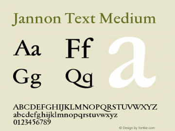 Jannon Text Medium Version 1.000 2005 initial release图片样张