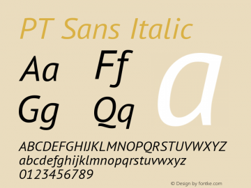 PT Sans Italic Version 2.003W OFL图片样张