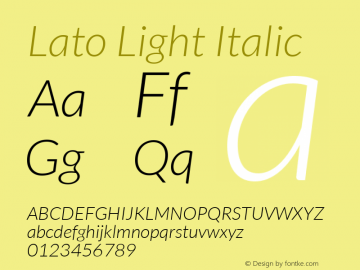 Lato-LightItalic Version 1.104; Western+Polish opensource图片样张