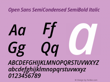 Open Sans SemiCondensed SemiBold Italic Version 3.000图片样张