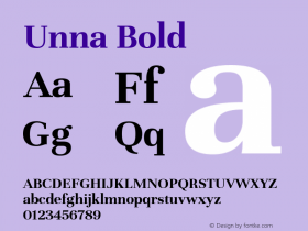 Unna Bold Version 2.007; ttfautohint (v1.5)图片样张