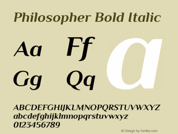 Philosopher Bold Italic Version 2.000图片样张