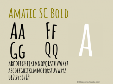 Amatic SC Bold Version 2.505图片样张