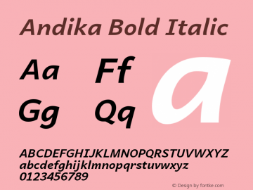 Andika Bold Italic Version 6.101图片样张