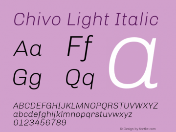 Chivo Light Italic Version 1.007图片样张