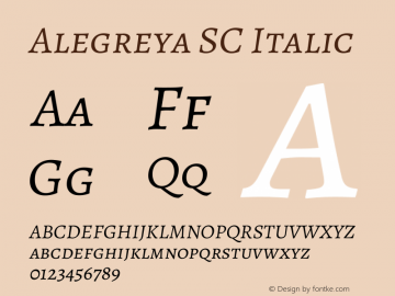 Alegreya SC Italic Version 2.003; ttfautohint (v1.6)图片样张