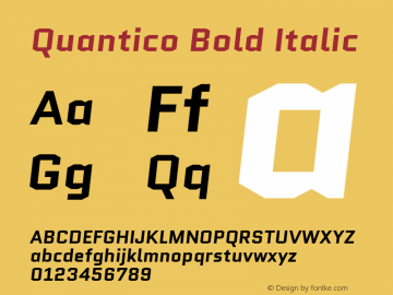 Quantico-BoldItalic Version 2.002图片样张
