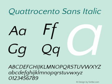 Quattrocento Sans Italic Version 2.000图片样张