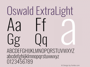 Oswald ExtraLight Version 4.102图片样张