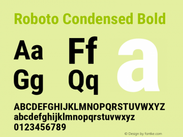 Roboto Condensed Bold Version 2.137; 2017图片样张
