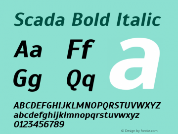 Scada Bold Italic Version 4.000图片样张
