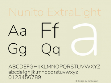 Nunito ExtraLight Version 3.602图片样张