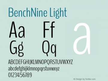 BenchNine Light Version 1 ; ttfautohint (v0.92.18-e454-dirty) -l 8 -r 50 -G 200 -x 0 -w 