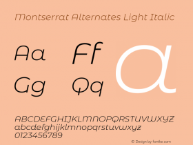 Montserrat Alternates Light Italic Version 7.200图片样张