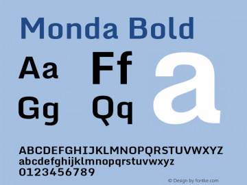 Monda Bold Version 2.100; ttfautohint (v1.8.3)图片样张