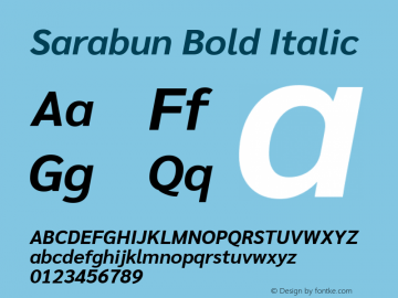Sarabun Bold Italic Version 1.000; ttfautohint (v1.6)图片样张