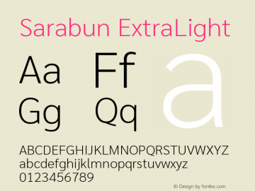 Sarabun ExtraLight Version 1.000; ttfautohint (v1.6)图片样张