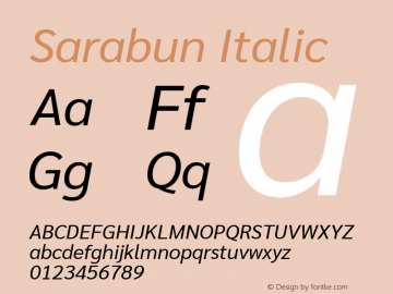 Sarabun Italic Version 1.000; ttfautohint (v1.6)图片样张