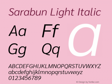 Sarabun Light Italic Version 1.000; ttfautohint (v1.6)图片样张