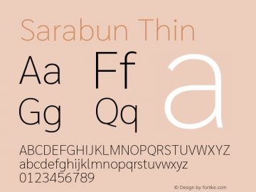 Sarabun Thin Version 1.000; ttfautohint (v1.6)图片样张