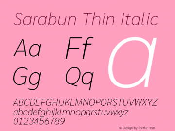 Sarabun Thin Italic Version 1.000; ttfautohint (v1.6)图片样张