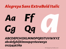 Alegreya Sans ExtraBold Italic Version 2.004; ttfautohint (v1.6)图片样张