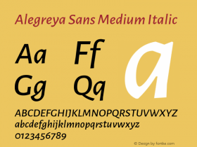 Alegreya Sans Medium Italic Version 2.004; ttfautohint (v1.6)图片样张