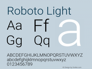 Roboto Light Version 2.137; 2017图片样张