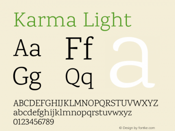 Karma Light Version 1.202;PS 1.0;hotconv 1.0.78;makeotf.lib2.5.61930; ttfautohint (v1.1) -l 7 -r 28 -G 50 -x 13 -D latn -f deva -w G图片样张