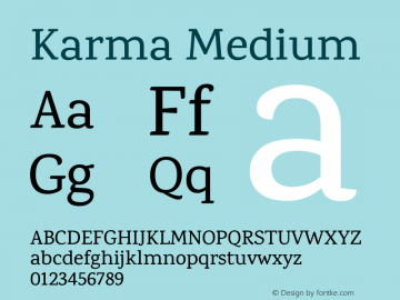 Karma Medium Version 1.202;PS 1.0;hotconv 1.0.78;makeotf.lib2.5.61930; ttfautohint (v1.1) -l 7 -r 28 -G 50 -x 13 -D latn -f deva -w G图片样张