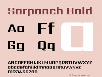 Sarpanch Bold Version 2.004;PS 1.0;hotconv 1.0.78;makeotf.lib2.5.61930; ttfautohint (v1.1) -l 8 -r 50 -G 200 -x 14 -D latn -f deva -w gGD -W -c图片样张