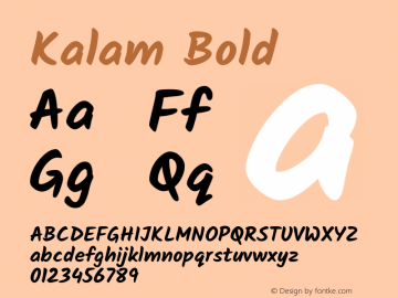 Kalam Bold Version 2.001;PS 1.0;hotconv 1.0.79;makeotf.lib2.5.61930; ttfautohint (v1.3)图片样张