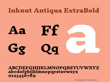 Inknut Antiqua ExtraBold Version 1.003; ttfautohint (v1.8.2) -l 8 -r 50 -G 200 -x 14 -D latn -f none -a qsq -W -X 