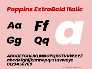 Poppins ExtraBold Italic 4.004图片样张