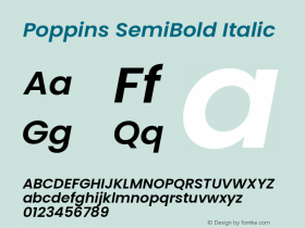 Poppins SemiBold Italic 4.004图片样张